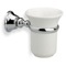 Wall Mounted White Ceramic Toothbrush Holder with Chrome Brass Mounting